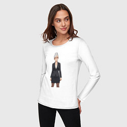 Лонгслив хлопковый женский Бабушка Момо Дандадан, цвет: белый — фото 2