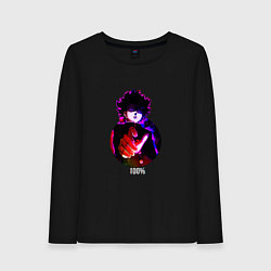 Лонгслив хлопковый женский Anime Mob Psycho 100 Shigeo, цвет: черный