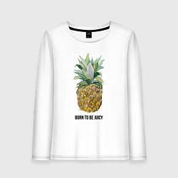 Лонгслив хлопковый женский Ананас Born to be juicy, цвет: белый