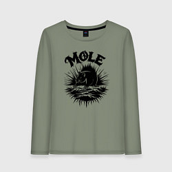 Лонгслив хлопковый женский Крот в стиле готика, цвет: авокадо