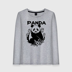Лонгслив хлопковый женский Панда с цветами, цвет: меланж