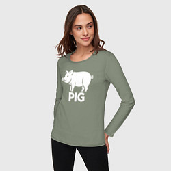 Лонгслив хлопковый женский Городская Свинья, цвет: авокадо — фото 2