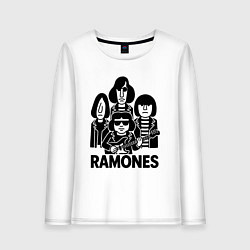 Лонгслив хлопковый женский Ramones силуэты, цвет: белый