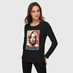 Лонгслив хлопковый женский Marilyn, цвет: черный — фото 2