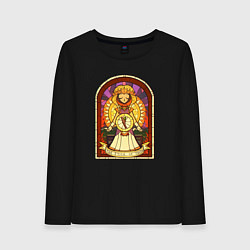 Лонгслив хлопковый женский Принцесса Кенни витраж, цвет: черный