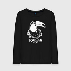 Лонгслив хлопковый женский Тукан в лавровом венке, цвет: черный