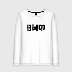 Лонгслив хлопковый женский ВМФ - трафаретный стиль, цвет: белый