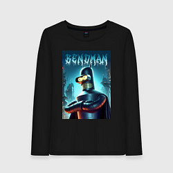 Лонгслив хлопковый женский Bender Batman - ai art collaboration, цвет: черный