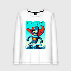 Лонгслив хлопковый женский Super Bender - Japanese style, цвет: белый