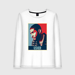 Лонгслив хлопковый женский Usher music, цвет: белый