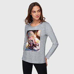 Лонгслив хлопковый женский Смущение цундере-лоли, цвет: меланж — фото 2