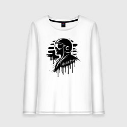 Лонгслив хлопковый женский Авиатор черное граффити, цвет: белый