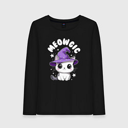 Лонгслив хлопковый женский Мяугия, цвет: черный