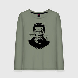 Лонгслив хлопковый женский Арнольд Шварценеггер в стиле стрит-арт, цвет: авокадо