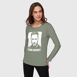 Лонгслив хлопковый женский Том Харди в краске экспрессия, цвет: авокадо — фото 2