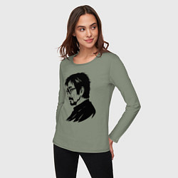 Лонгслив хлопковый женский Хаяо Миядзаки в профиль, цвет: авокадо — фото 2