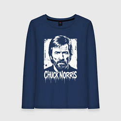 Лонгслив хлопковый женский Чак Норрис в стиле стрит-арт, цвет: тёмно-синий