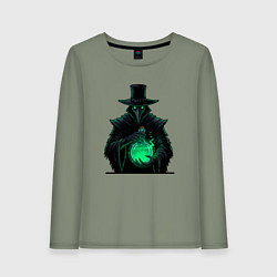 Лонгслив хлопковый женский Чумной доктор с колбой, цвет: авокадо