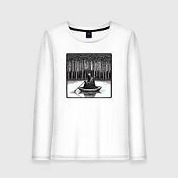 Лонгслив хлопковый женский Призрак в лодке, цвет: белый