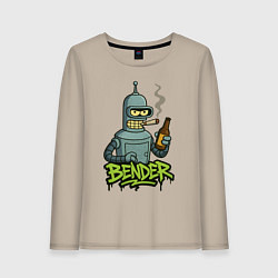 Лонгслив хлопковый женский Bender with beer, цвет: миндальный
