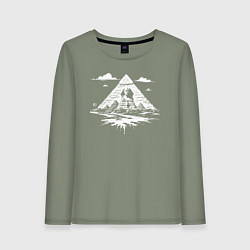 Лонгслив хлопковый женский Тайна пирамид и Сфинкса, цвет: авокадо