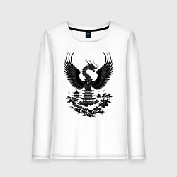 Лонгслив хлопковый женский Дракон и пагода гармония востока, цвет: белый