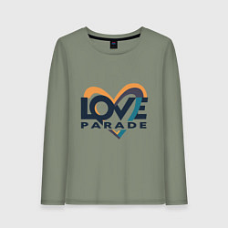 Лонгслив хлопковый женский Логотип Love Parade, цвет: авокадо