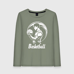 Лонгслив хлопковый женский Баскетбольное аниме, цвет: авокадо