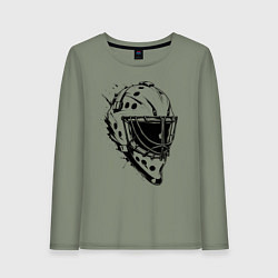 Лонгслив хлопковый женский Черная вратарская маска, цвет: авокадо