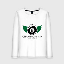 Лонгслив хлопковый женский Billiards (8 ball league), цвет: белый