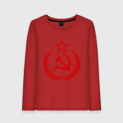 Лонгслив хлопковый женский СССР герб, цвет: красный