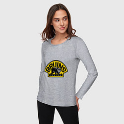 Лонгслив хлопковый женский HC Boston Bruins Label, цвет: меланж — фото 2