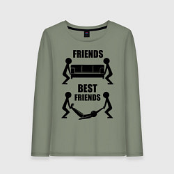 Лонгслив хлопковый женский Best friends, цвет: авокадо