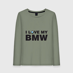 Лонгслив хлопковый женский I love my BMW, цвет: авокадо
