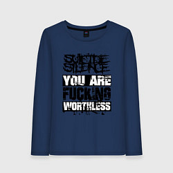 Лонгслив хлопковый женский Suicide Silence: You are Fucking, цвет: тёмно-синий