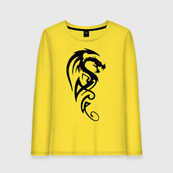 Лонгслив хлопковый женский Дракон стильный трайбл, цвет: желтый