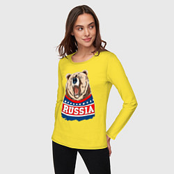 Лонгслив хлопковый женский Made in Russia: медведь, цвет: желтый — фото 2