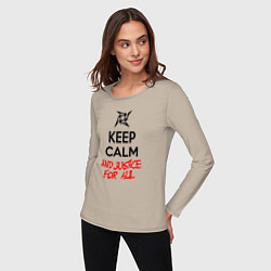 Лонгслив хлопковый женский Keep Calm & Justice For All, цвет: миндальный — фото 2