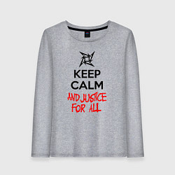 Лонгслив хлопковый женский Keep Calm & Justice For All, цвет: меланж