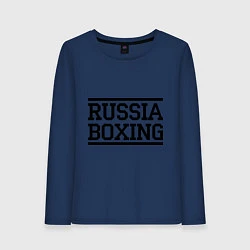 Лонгслив хлопковый женский Russia boxing, цвет: тёмно-синий