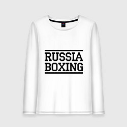 Лонгслив хлопковый женский Russia boxing, цвет: белый