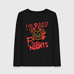 Лонгслив хлопковый женский I Survived Five Night, цвет: черный