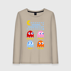 Лонгслив хлопковый женский Pac-Man: Usual Suspects, цвет: миндальный