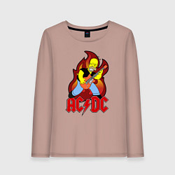 Лонгслив хлопковый женский AC/DC Homer, цвет: пыльно-розовый