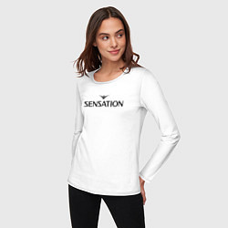 Лонгслив хлопковый женский Sensation, цвет: белый — фото 2