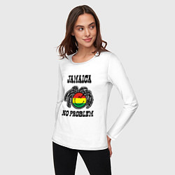 Лонгслив хлопковый женский Jamaica: No problem, цвет: белый — фото 2