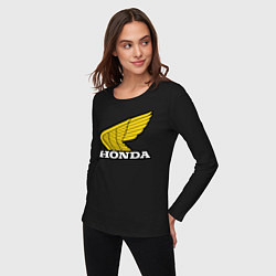 Лонгслив хлопковый женский Honda, цвет: черный — фото 2