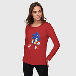 Лонгслив хлопковый женский Sonic the Hedgehog, цвет: красный — фото 2