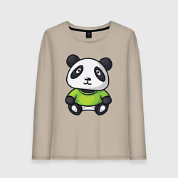 Лонгслив хлопковый женский Маленький панда, цвет: миндальный