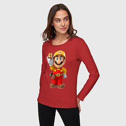 Лонгслив хлопковый женский Super Mario, цвет: красный — фото 2